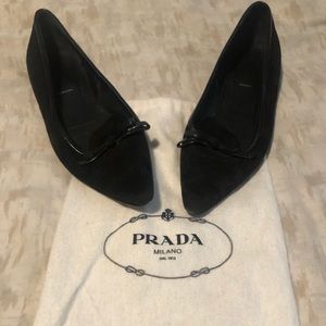 Prada black suede flats with bow size 39